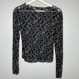Kenneth Cole Black Floral Stretchy Top